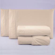 Jogo De Lençol King Percal 200 Fios 4 Peças - Cáqui