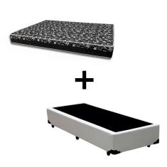 Cama Box Solteiro 88 Tecido Sintético Branco Com Colchão Belize Bello Box - D33 Preto 57x88x188