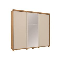 Guarda Roupa Berlin C/Espelho Porta De Correr Pés Madeira