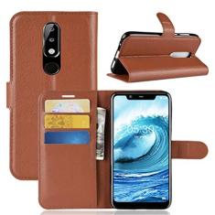 Capa para Nokia X5, carteira flip de couro PU premium com compartimento para cartão, suporte e fecho magnético [capa interior à prova de choque de TPU] Compatível com Nokia X5