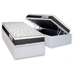 Cama Box Baú Solteiro: Colchão Anatômico Plumatex Falcon Ultra Firme + Base crc Courano White(88x188)