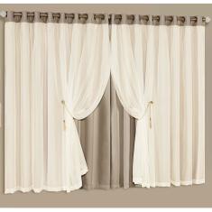 Cortina Luciana Lux Tecido Blackout e Voal 4,00M X 2,70M Janela - Chocolate