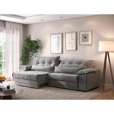 Sofá Retrátil e Reclinável com Molas ensacadas e Carregador USB Colosso 2,90m Veludocristal - NETSOFAS