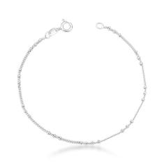 Pulseira Delicada Infantil Com Bolinhas Prata 925 - 14cm
