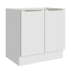 Balcão Madesa Lux 80 cm 2 Portas (Sem Tampo) - Branco/Branco Veludo, B