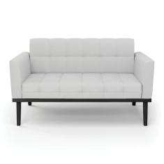 Sofá Namoradeira 2 Lugares Base De Madeira Preto Elisa Linho D03 - D'rossi Cor A05 Cinza