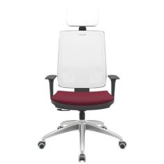 Cadeira Office Brizza Tela Branca Com Encosto Assento Poliester Vinho 