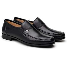 Sapato Social Couro Jacometti 001b Masculino Sola Borracha Macio Preto 44