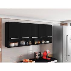 Armario De Cozinha Aereo 5 Portas Preto Filipinas Brienza Movelaria