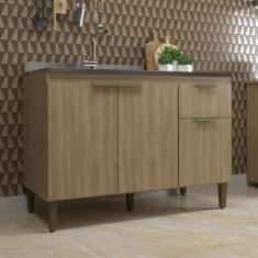 Balcão de Cozinha para Pia 120 Cm Alana 3 Portas 1 Gaveta Dourado - Jc