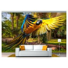 Papel De Parede Animais Arara Paisagem 3D Anm125 - Você Decora