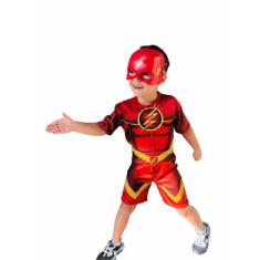 Fantasia Infantil do Flash Curta Com Enchimento e Máscara - RR STORE, 