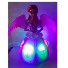 Boneca Bailarina Fada Elsa Dançarina Musical Gira Anda tem luz e muito