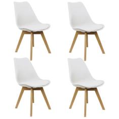 Kit 4 Cadeiras Charles Eames Leda Luisa Saarinen Design Wood Estofada 