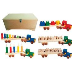 Brinquedos Educativos Baú Carreta Didáticas 5 Carretas