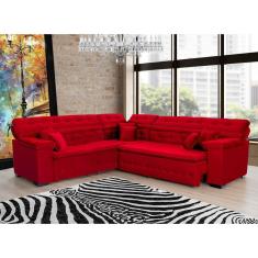 Sofá Magno 2.37x2.37m De Canto, Retrátil E Reclinável - Vermelho