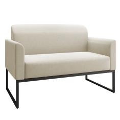 Namoradeira 02 Lugares Linho Preto Cor Grosso Bege