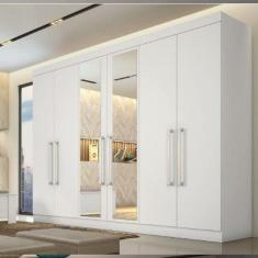 Guarda Roupa Casal 6 Portas 4 Gavetas com Espelho Alba em MDF Made Marcs