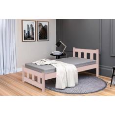 Cama Quarto Solteiro Pop Com Estrado De Madeira Maciça - Mini Me, Rose
