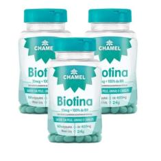 Biotina 30Mcg      60 Cápsulas De 400Mg Chamel   3 Frascos