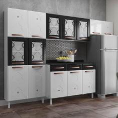 Cozinha Completa 14 Portas 3 Gavetas 5 Vidros Mirage New Telasul