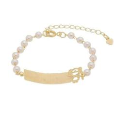 Pulseira Infantil Perola Menina Banhada A Ouro - Jhulias Joias E Semi 