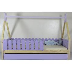 Bicama Montessoriana Solteirão Cabana Colorida Madeira Maciça Pinus - 