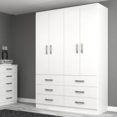 Guarda Roupa Casal 4 Portas 6 Gavetas Treviso Yescasa Branco
