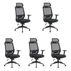 Kit 5 Cadeiras Escritório Presidente Ergonômica NR17 Genebra - Espress