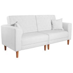 Sofá 03 Lugares Living Ponza Sintético Cor Branco