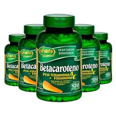 Kit 5 Betacaroteno Pró-Vitamina A 120 cápsulas Unilife