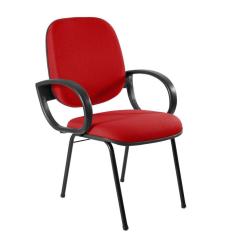 Cadeira Diretor Fixa Estofada com Braço Orelha Diretor Vermelho