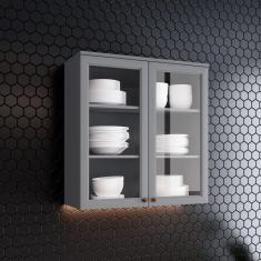 Balcão Aéreo 2 Portas com Vidro Internacional Cinza