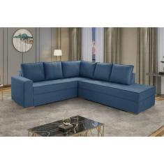 Sofá de Canto com Chaise Lado Direito Laura Yescasa Azul