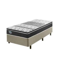 Cama Box Solteiro King Reforçado 96x203x38cm e Colchão Gransleep Molas Verticoil Ecoflex Bege