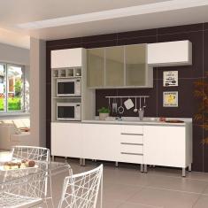 Cozinha Completa 5 Peças Com Tampo E Vidro Reflecta Lis Legno Crema Com Branco Mat