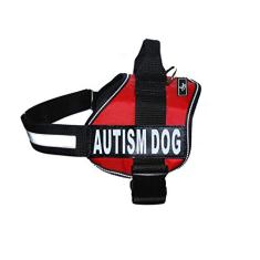 Peitoral para cães de serviço de nylon autismo. A compra vem com 2 adesivos removíveis refletivos para cães autistas. Meça seu cão antes de fazer o pedido