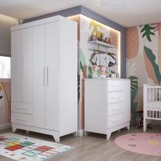 Quarto Infantil Completo Kids 5 Portas 6 Gavetas Branco - Panorama Móveis
