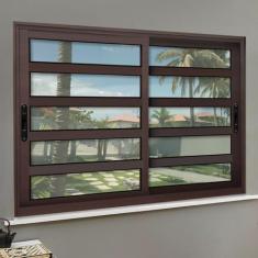 Janela Elite com Travessas 2 Folhas Moveis 120 X 150 Vidro Liso Corten