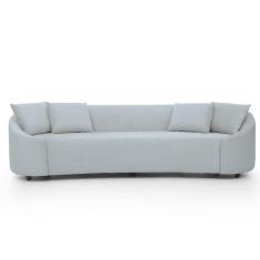 Sofá Living Orbed Com 2,20 E 4 Almofadas Decorativas Veludo Cinza Inox