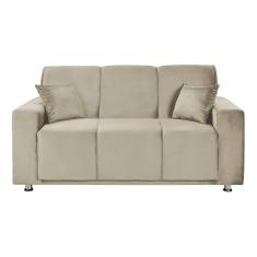 Sofá 3 Lugares Fixo Tokyo Veludo Marfim Shop Das Cabeceiras Bege Marfim