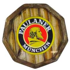 Quadro Tampa De Barril Em Madeira Cerveja Paulaner Münchner - Retrofen