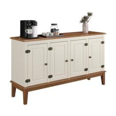 Balcão de Madeira Maciça 4 Portas - Apaixone&Decore, Off White