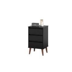 Mesa De Cabeceira Retro Wood Preto EJ Móveis