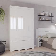 Guarda-roupa Solteiro 128cm 5 Portas 3 Gavetas com Espelho 100% Mdf Co