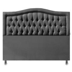 Cabeceira Queen 160 Cama Box Sophia Provençal Cinza Linho Com Pés Plus