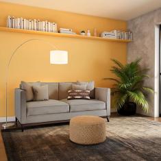 Sofá 3 Lugares Bryan Base de Madeira Linho Cotton Cru.