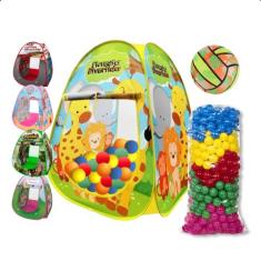 Toca Barraca Infantil + 25 Bolinhas + Bola Brinquedo Praia - dmtoys, A