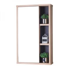 Espelho para Banheiro com Armário Carvalho e Grafite 69x42cm