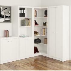 Conjunto Home Office 4 Peças Com 1 Balcão, 2 Armários E 1 Estante Tecno Mobili Branco